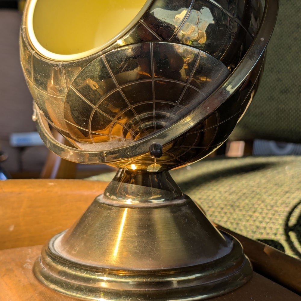 MCM Brass globe cigarette holder/ashtray, circa 1960